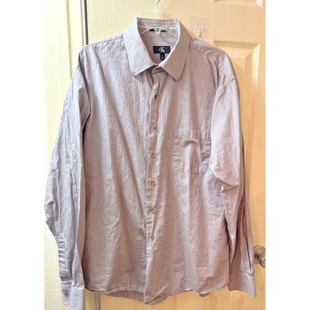 Calvin Klein Collection Mens XL Striped Button Up Shirt Long Sleeve Cotton XL